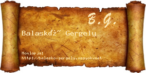 Balaskó Gergely névjegykártya